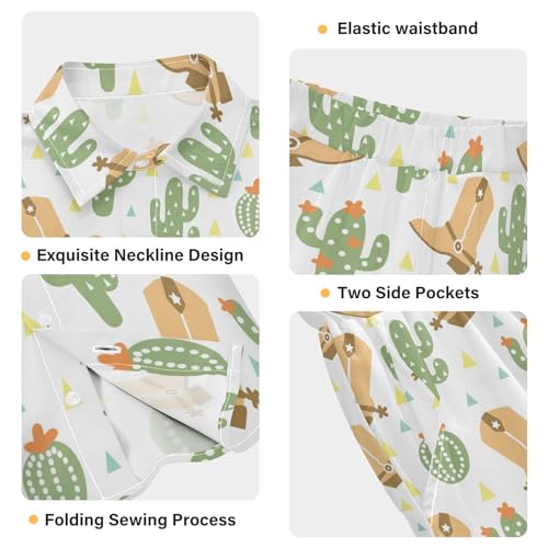 Image of visesunny Funny Boy's 2 Pieces Shirt and Short Set Casual Shirts Short Sleeve Beach Shorts Summer Outfits for 3-10 Years Kids