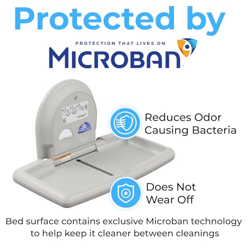 Image of Koala Kare Surface-Mounted Horizontal Baby Changing Station with Stainless Steel Veneer, Model KB300-05SS (White Granite)