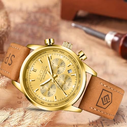 Image of LIGE Mens Roulette Wheel Watches Casino Themed Quartz Analog Watch 3ATM Waterproof Glowing Man Wrist Watches