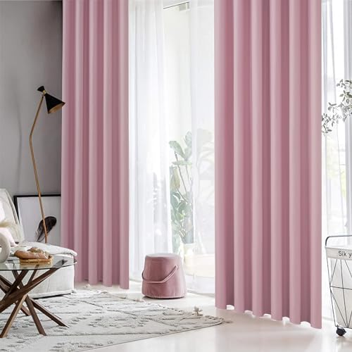 MRTREES 2 Pieces Pink Blackout Curtains, Thick Fabric, 100% Light-Blocking Thermal Curtains, Cold Heat Insulating, Opaque Curtain with Eyelets for Bedroom - Image 7