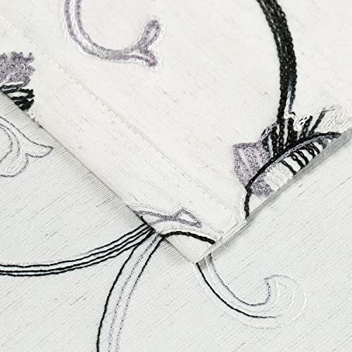 Image of VOGOL French Door Curtains, Vines Embroidery Privacy Window Panels for Farmhouse Glass Door, 1 Panel 25 x 40 Inches Sidelight Doorway Curtain, Grey on Beige