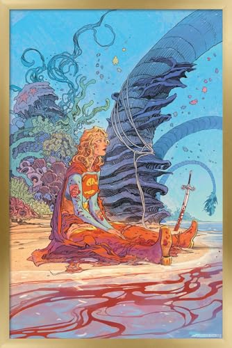 Trends International DC Supergirl (Comic) - Woman of Tomorrow Variant Cover #8 Wall Poster, 22.4L x 14.7W, Gold Framed Version