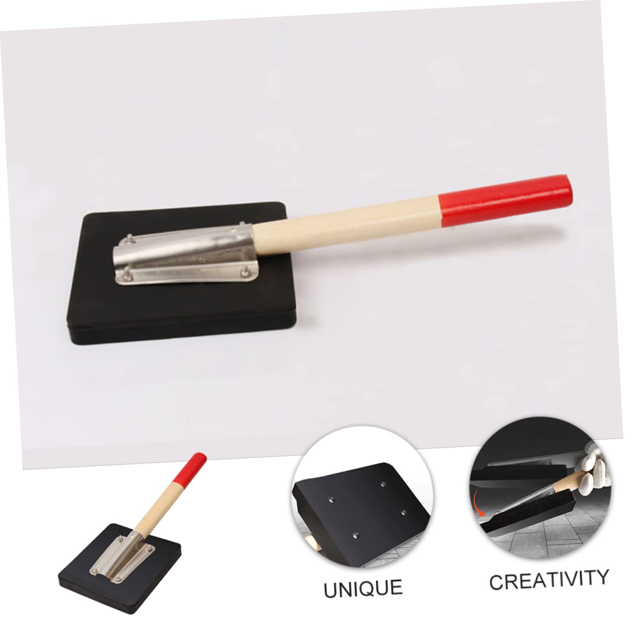 SHINEOFI Maillet en Caoutchouc à Manche Bois pour Carrelage Outil de Pavage Ergonomique et Pratique pour Pose de Carreaux