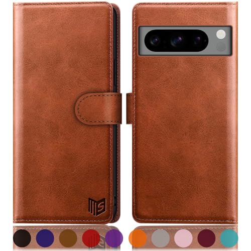 SUANPOT for Google Pixel 8 Pro 5G Wallet case with RFID Blocking Credit Card Holder Flip Book PU Leather Protective Cover Women Men for Pixel 8 Pro Phone case Light Brown