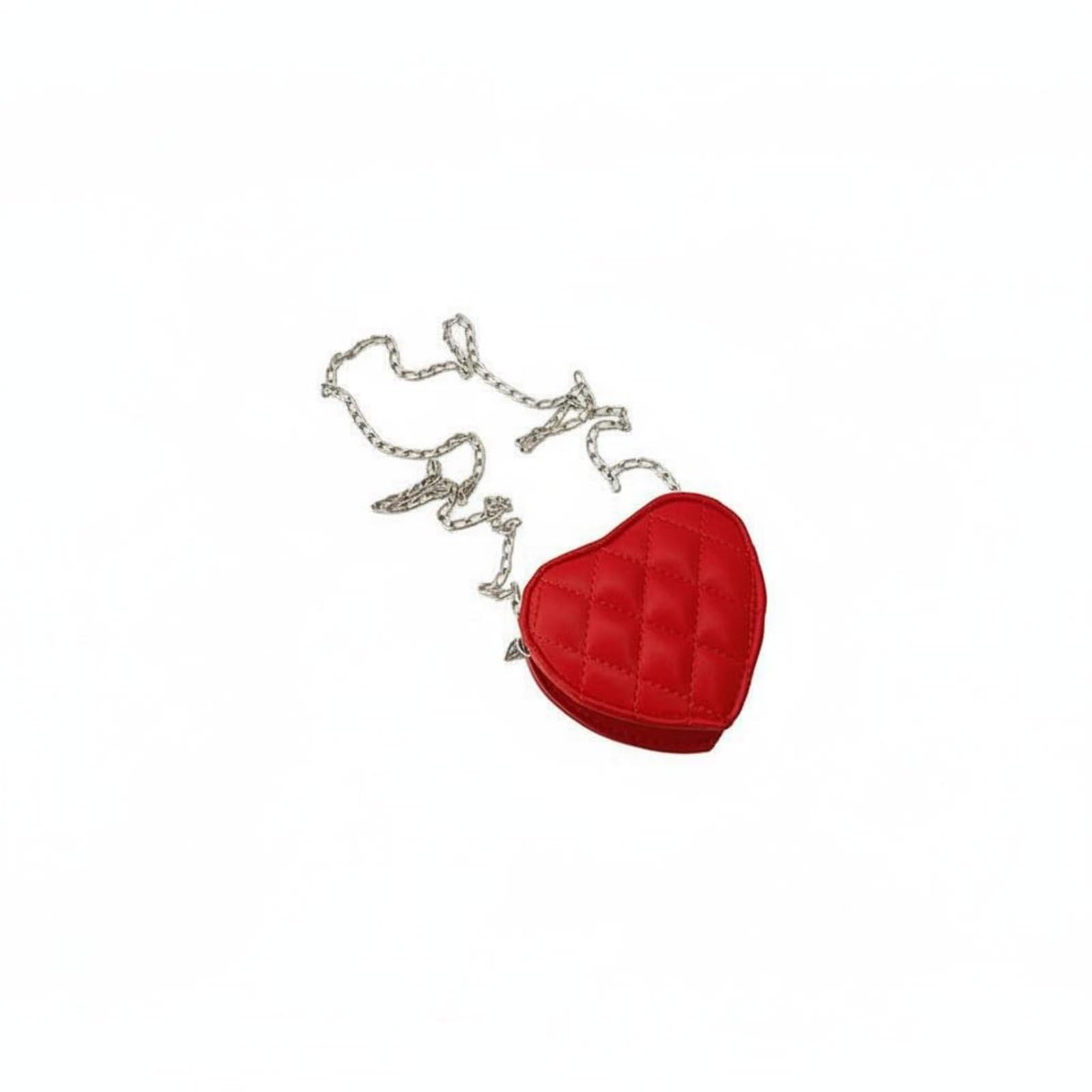 Quilted Chain Purse Parent-Child Matching Chain Strap Lipstick Bag Quilted Heart Bag Mini Size Heart Shaped Purse Versatile Use, Red|Purses & Wallets-image-13