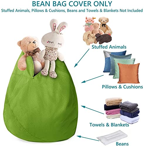 GangZhENgSd Bean Bag Chair Cover, Extra Large, Stuffed Animal Storage (No Filler) Washable Premium Soft Cotton Linen, Sturdy Zipper Beanbag Case, Sack Bean Bag for Adults, Kids, Teens