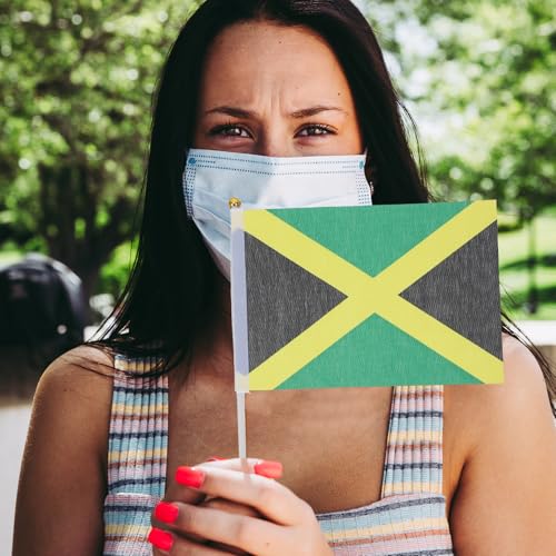 Drapeaux à main Jamaïque en polyester et PVC par lot de 100 pour vos fêtes - 7