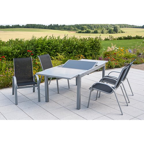 Preisvergleich Produktbild MERXX Gartenmöbel-Set Amalfi, silber / anthrazit 5 tlg.