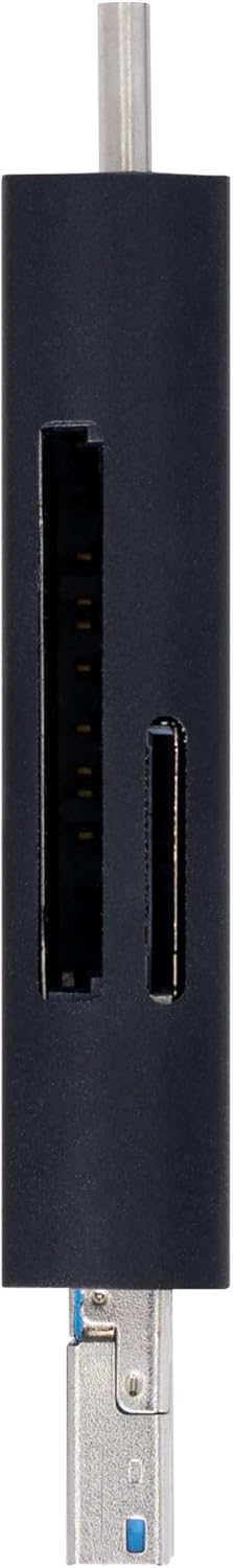വശം view of ProMaster Trifecta Deluxe Card Reader showing SD and MicroSD card slots