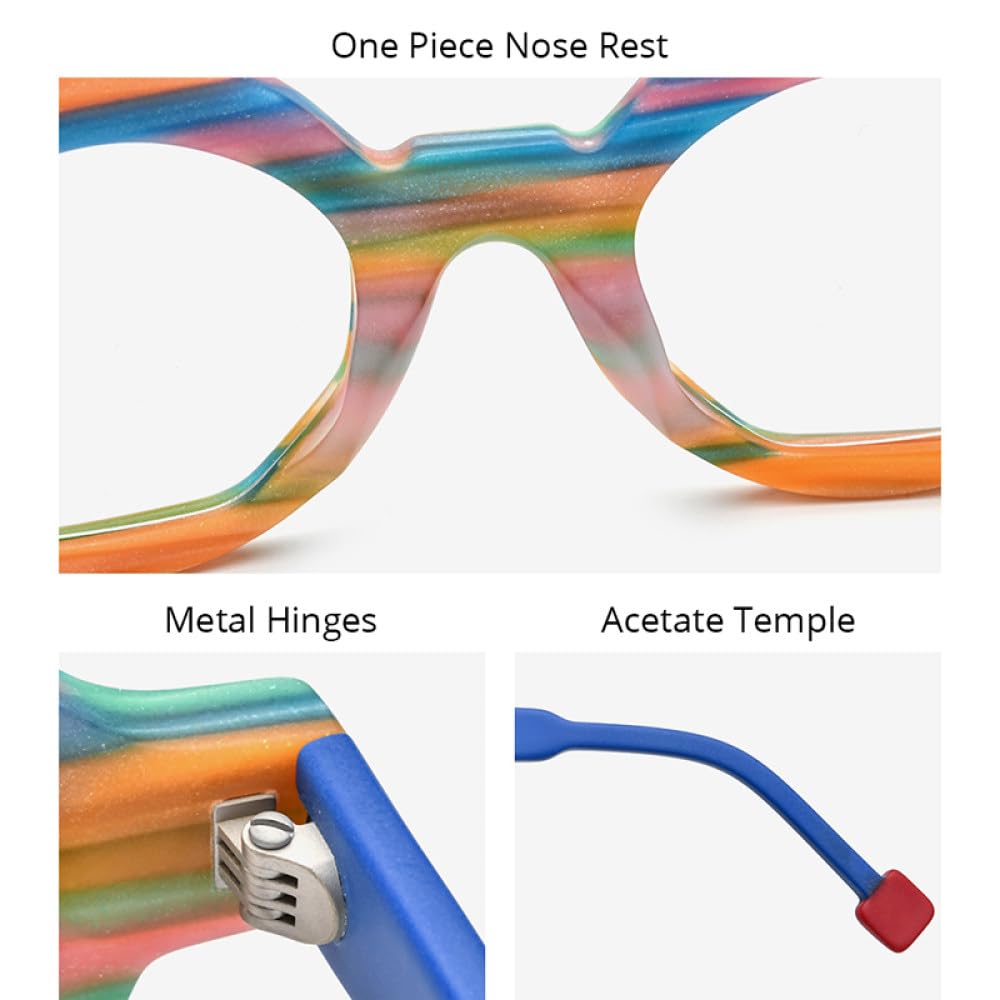 MUTYNE Montura de gafas de acetato para mujer y hombre, anteojos irregulares Retro, gafas