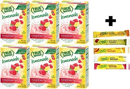 True Lemon Raspberry Lemonade Drink Mix, 10-count (Pack of 6) with 5 FREE Lemonade Sample Sticks