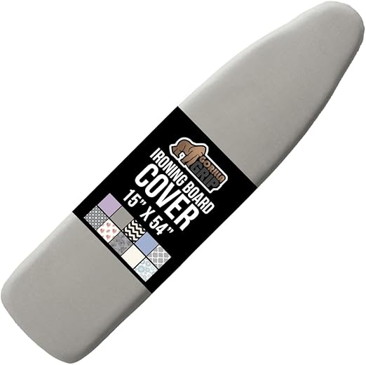 GORILLA GRIP The Original Ironing Board Cover and Pad, Silicone Coating, Thick Scorch Resistant Padding, Heavy Duty Iron Covers Standard Boards, Hook and Loop Fastener Strap, Silver, 15x54