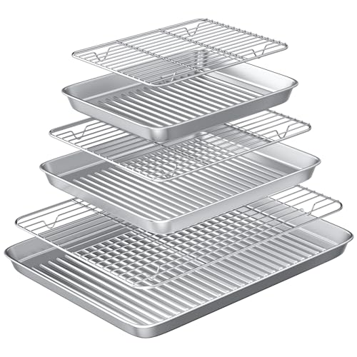 Baking Sheet with Wire Rack Set: 3 Baking Pans + 3 Cooling Racks for Cooking and Baking - Stainless...