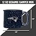 Rico Industries NFL New England Patriots Personalized 12oz. Speckle Camper Coffee Mug, Deep Laser Engraved Logo, Ceramic Camping Mug with Navy Body, Speckle Glaze