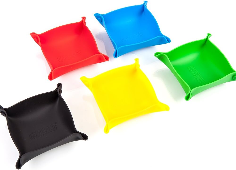 GAMELAND Silicone Board Game Storage Bowls Bits Bowls Dice Tray, 5-Pack, Portable Folding Tray Holds Game Bits, Components, Pieces, Dices - Macaroon Color