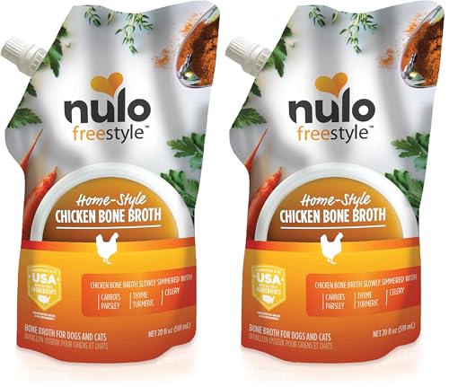 Nulo Freestyle Bone Broth, Premium Food Topper for Cats and Dogs, with Collagen and Chondroitin Sulfate to Help Boost The Quality of Your Pet’s Coat and Skin, 20 FL Oz Pouch (Pack of 2)