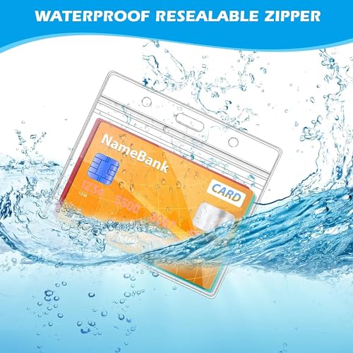 Image of 10 Sets Badge Holders and Metal Clips Horizontal Name Tag Holder with Clip | Clear ID Card Holder with Clip Waterproof ID Badge Holder with Metal Clips