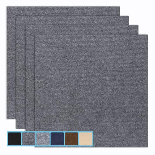 Peel & Stick Carpet Tiles 12x12 Inch - Premium Self-Adhesive Floor Squares with Soft Padding - 10 Tiles/10 Sq Ft per Box (Easy Installation Removable Carpeting for Home & Office)