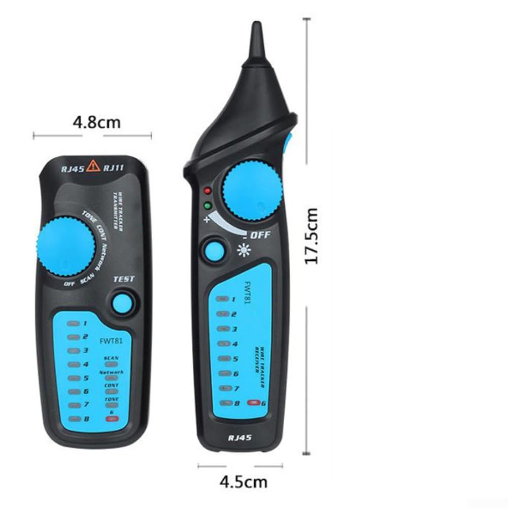 FWT81 Testeur de câble réseau avec double bouton pour tracé de ligne téléphonique LAN – Kit de recherche de fils isolés ABS 17,5 cm