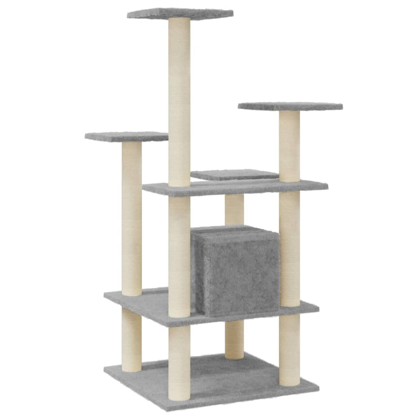 Homgoday Albero tiragraffi in sisal, grigio chiaro, 110 cm, tiragraffi a torre per gatti multilivello, centro attività per gatti da interni