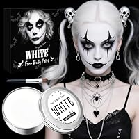 Halloween Schminke Weiße Erwachsene Kinder Set - 50g Halloween Make Up, White Face Paint Kit Mit Pinsel für Gesichtsfarben Bodypainting Farben Theaterschminke Vampir Körperfarbe SFX Zombie Makeup