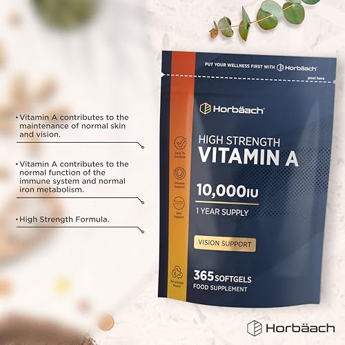 Vitamin A Hochdosiert 10000 IE | 1 Jahr Vorrat | Augenvitamine mit Retinol | Horbaach