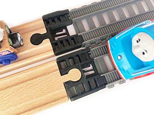 TrainLab.com Adapters, Compatible with Thomas & Friends Trackmaster Gray 2014 and Wooden Railway Tracks, Essential Trackmaster and Wooden Track Accessories (2pc) (Black)