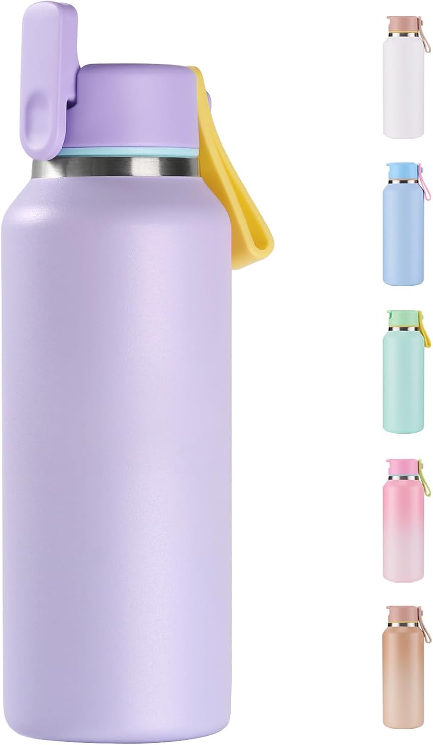 12oz Toddler Cup, Kids Water Bottle for School Boys&Girls, 304 Stainless Steel Insulated Water Bottle with Straws, BPA-Free, Purple
