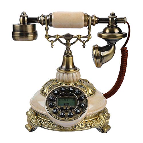 Retro Vintage Antique Teléfono con línea Fija, Delicate Old Fashioned Tablet FSK/DTMF Rotary Dial...
