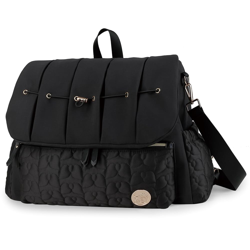 MOMIGO Baby Diaper Bag Backpack - Large Size Multifunction Travel Back Pack for Mom, Fashion Classic Maternity Baby Changing Bags with Portable Changing Pad (Black)