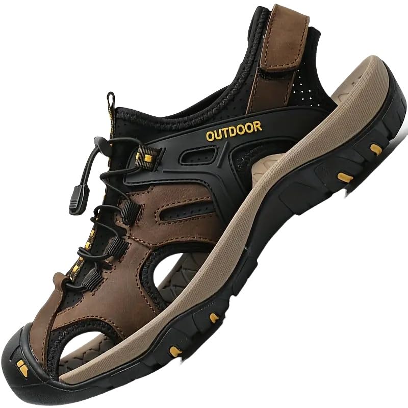 Men's Breathable Hiking Shoes, Comfy Non Slip Durable Fabric Upper Rubber Sole Cap Toe Elastic Band Closure for Outdoor Activities