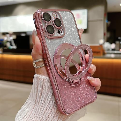 Bakicey Coque Compatible avec iPhone 11,Étui Glitzer Gradient Support Magnétique pour Miroir en Carton Housse de Protection en Silicone TPU Case pour iPhone 11,Poudre