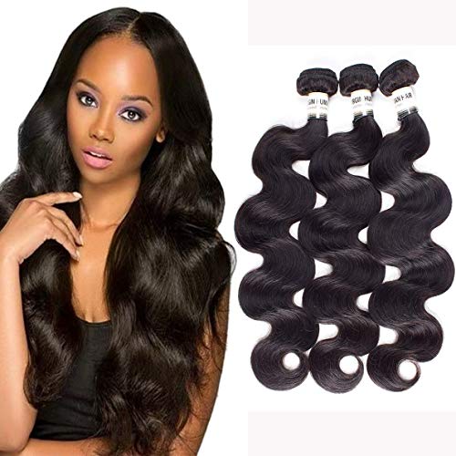 DMS Body Wave Brazilian Virgin Hair Human Hair Bundles 3 Bundles 10 12 14 Brazilian Body Wave Unprocessed Brazilian Human Hair Weave Bundles Body Wave Bundles(Natural Color 10'' 12'' 14'')