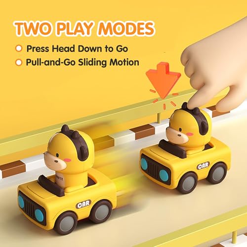 Image of Kidology Press & Go Friction-Powered Cars for Toddlers - Animal Mini Racing Car, Push & Go Vehicle for Early Learning, Motor Skill Development, Fun Toy for Babies & Kids - Pack of 1 (Green Color)