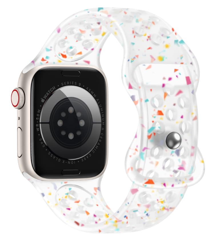 Breathable Sport Band Compatible with Apple Watch Band 38mm 40mm 41mm 42mm 44mm 45mm 46mm 49mm, Soft Eco-Friendly Silicone Band for iWatch Series 11/