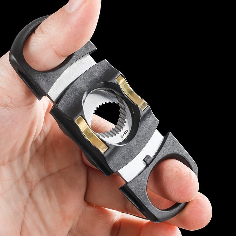 Cigar Cutter Guillotine, 28mm Large Caliber Serrated Blade, Metal Portable Manual Pocket Tool Set(B)