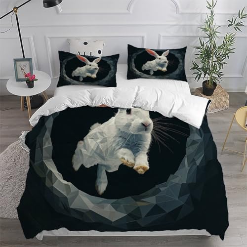Housse de couette lapin anti-plis en literie microfibre single - 6