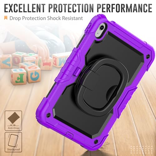 Étui pour iPad 10e génération 10.9 silicone robuste avec protège-écran violet - 3