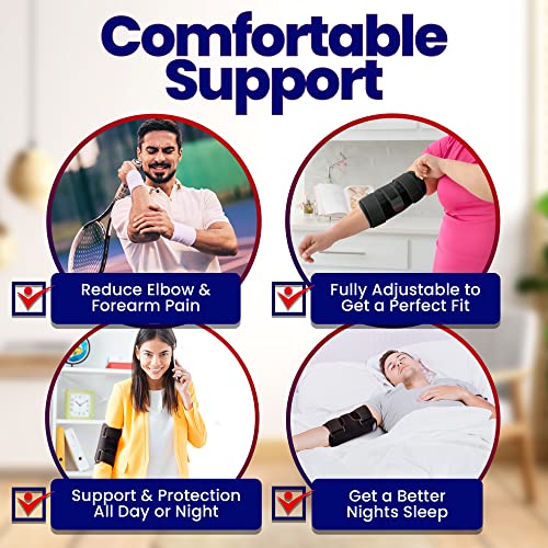 Elbow Splint Tendonitis Elbow Brace – Cubital Tunnel Brace For Sleeping - Tennis Elbow Support With Arm Compression Sleeve Elbow Immobilizer For Ulnar Nerve Brace Elbow Pain Men Women - Fits Most #TOP4