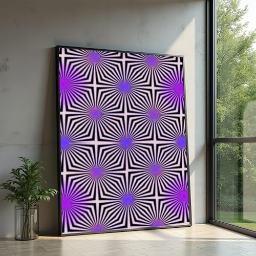 Toile à illusion géométrique violette 30x40cm pour décoration murale contemporaine