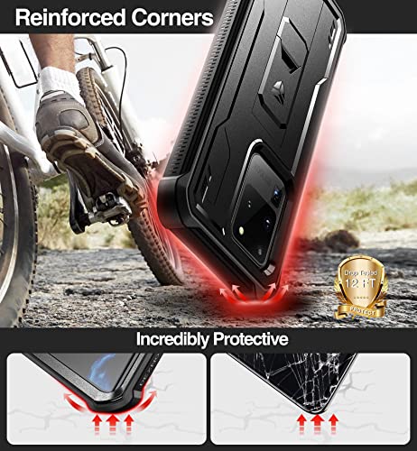 Image of Dexnor Full Body Case for Samsung Galaxy S20 Ultra /6.9 inches, [Built in Screen Protector and Kickstand] Heavy Duty Military Grade Protection Shockproof Protective Cover for Galaxy S20 Ultra,Black