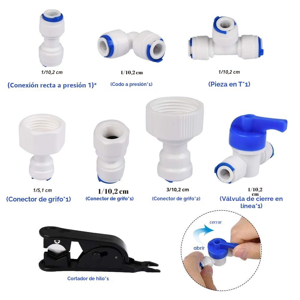 FOCCTS 15 metros manguera de suministro de agua tubo y kit de conectores de refrigerador para refrigerador de estilo europeo doble refrigerador (1/4"pipe)