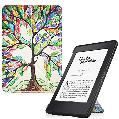 Fintie Origami Case for Kindle Paperwhite - Fits All Paperwhite Generations Prior to 2018 (Not Fit All-New Paperwhite 10th Gen), Love Tree
