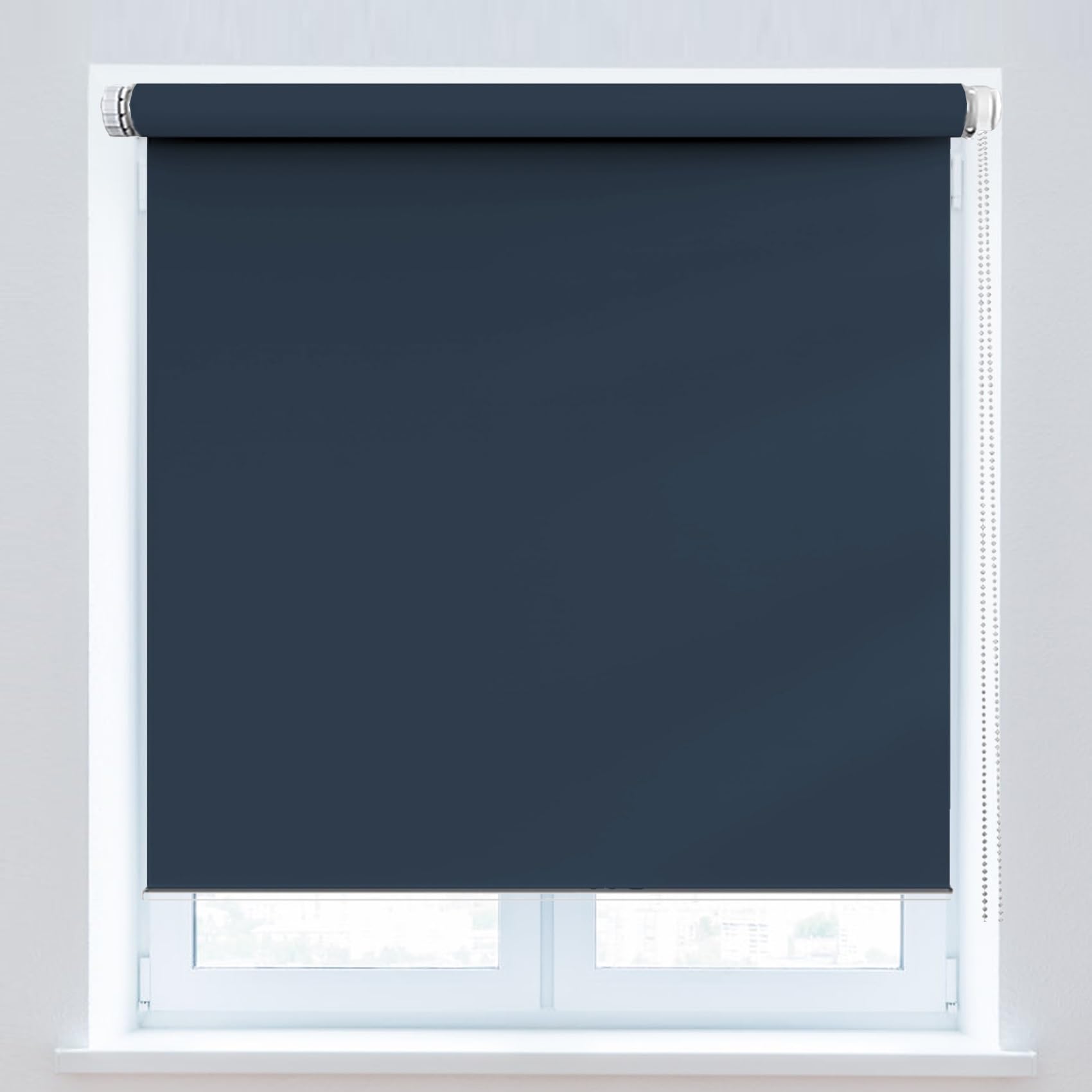 Roller Blinds 110 x 140 cm, Thermal Insulated,UV Protection Portable Blind, with Aluminium Rail, for Window and Door, Navy Blue — image 1