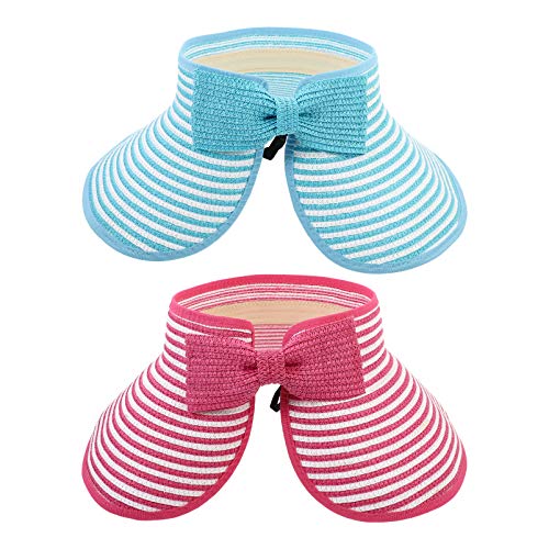 BESPORTBLE 2Pcs Palha Pala de Sol Chapéus de Palha de Aba Larga Floppy Hat Dobrável Chapéu Do Verão