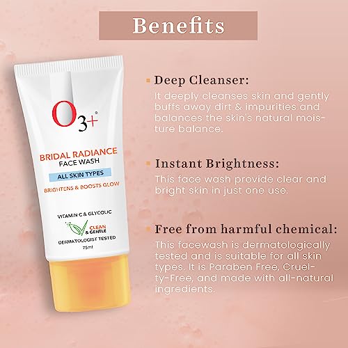 O3+ Radiance Skincare Combo With Bridal Facial Kit Oxygenating Glow Skin 81g,Bridal Radiance Facewash 75g & Sunscreen 75g