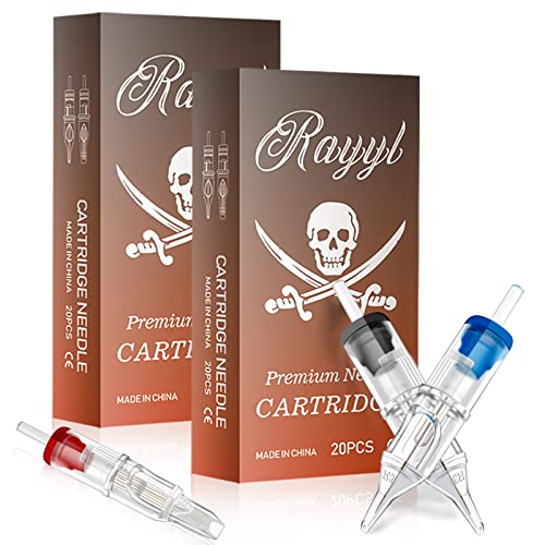 Tattoo Cartridge Nadeln - Rayyl 40PCS Mixed Tattoo Cartridge Nadeln 3RL 5RL 7RL 9RL 5RS 5CM 7CM 9CM Permanent Makeup Round Liner Gebogener Magnum für Tattoozubehör Cartridge Machine Pens Cover