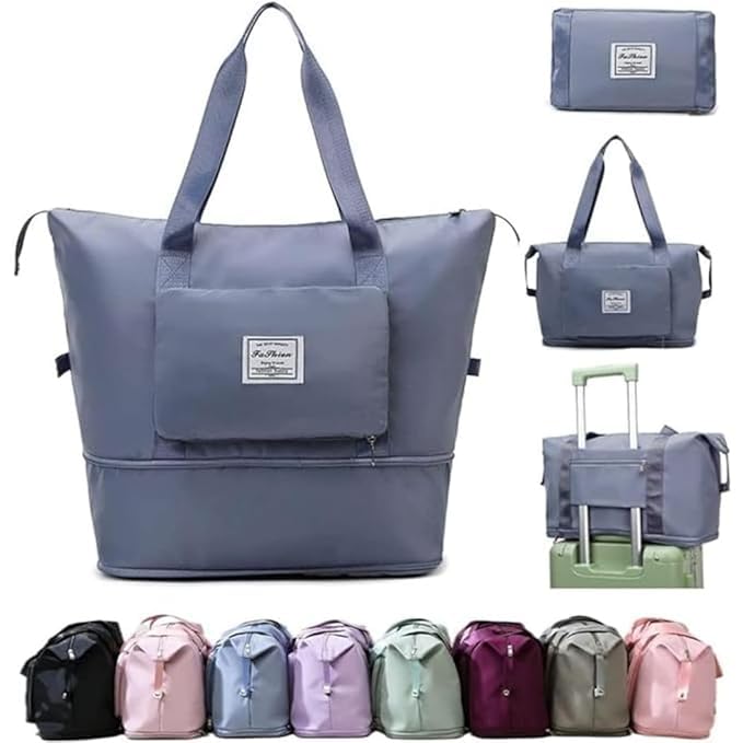Image of TEKCOOL Nylon 41 Liter Expandable Travel Bags for Women, Duffle Bags for Women Luggage, Foldable Vanity Traveling Bag, Waterproof Hand Bag for Ladies Personal Items(Blue)'