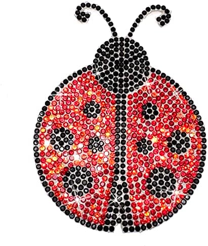 Bling Ladybug Rhinestones Decal, Waterproof Sparkling Crystal Black and Red Beetle Ladybird Sticker 3.5'' Height