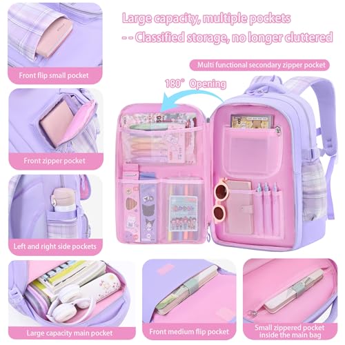 Girls Backpack,Kids School Backpack With Lunch Box Pencil Case Set,Cute Childrens Schoolbag For Girls3